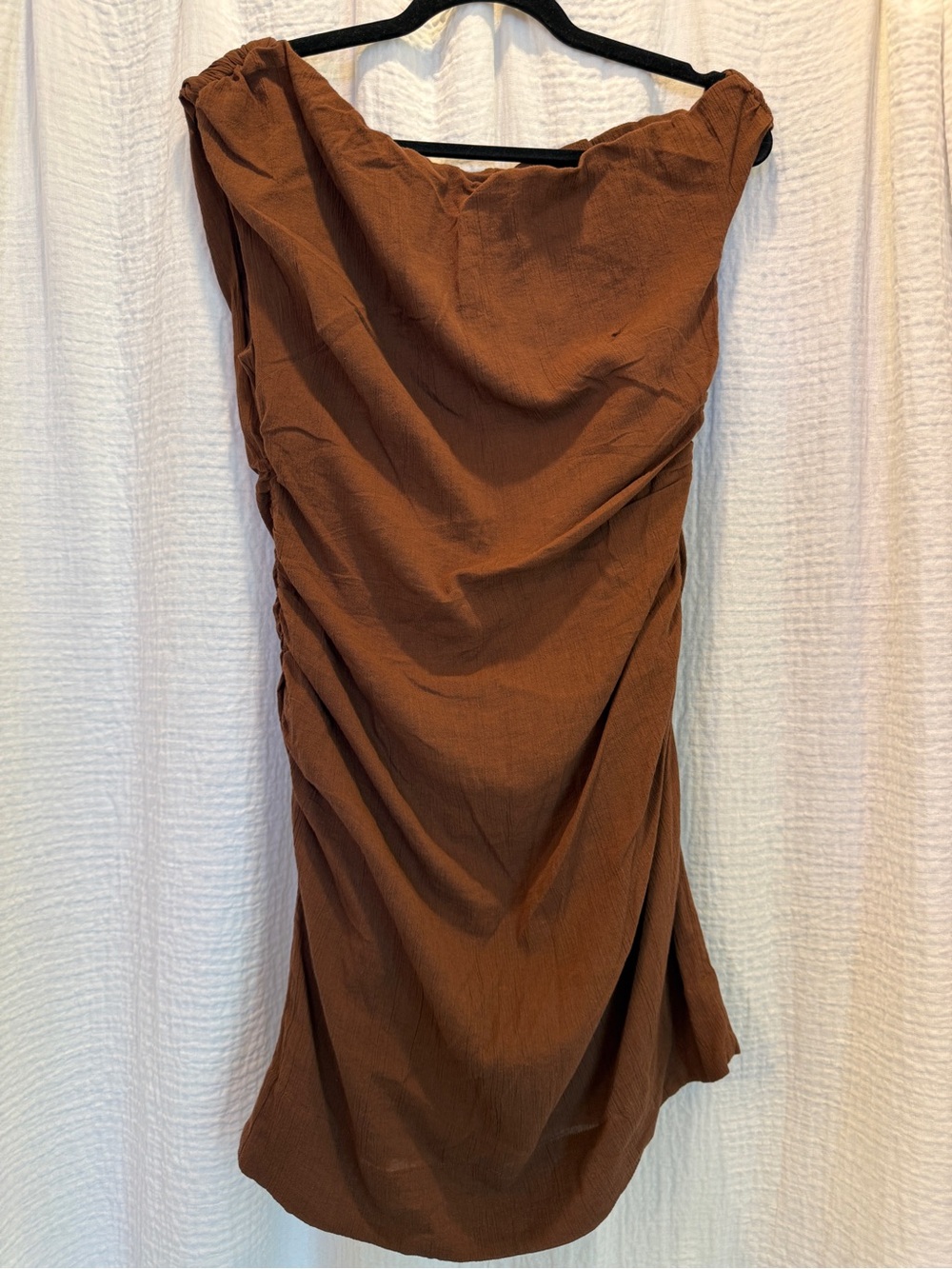 ✨ LOFT Beach Ruched Off The Shoulder Mini Dress Baked Pecan Sz 2 ✨